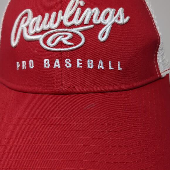 Rawlings Pro Baseball Fitted Trucker Hat Red XL Embroidered Colorblock - Picture 5 of 10